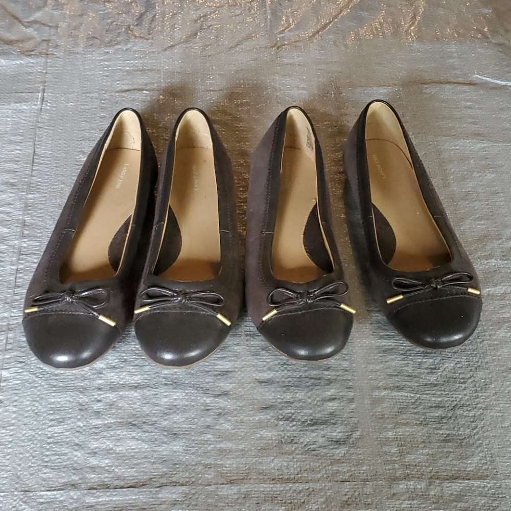 Lands End brown slip ons